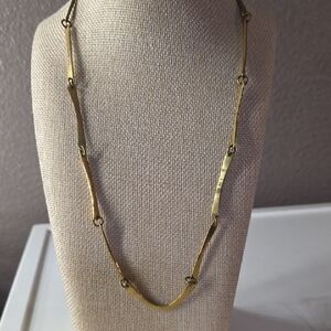 Vintage Brass Flattened Curve Link Necklace